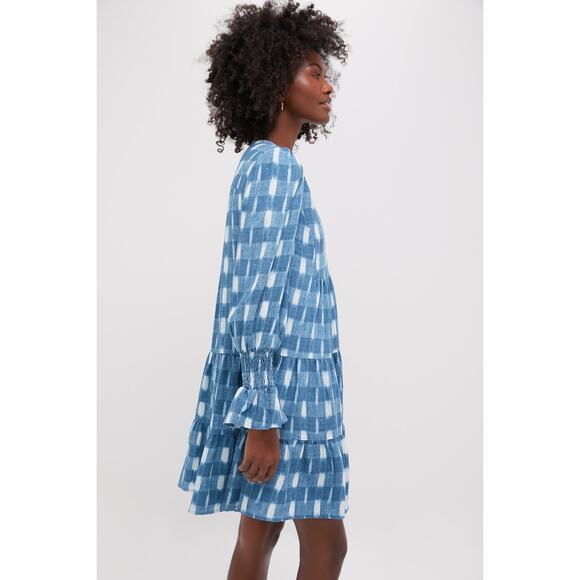POMANDER PLACE Blue Ikat Kenzo Dress Size M NWT Retail $128 Tuckernuck - Picture 7 of 8